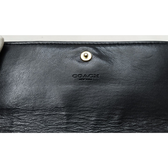 Coach Signature Black Leather Credit Card Wristlet Wallet - Picture 13 of 15